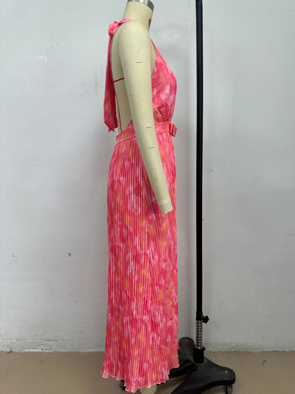 Sexy deep V halter dress