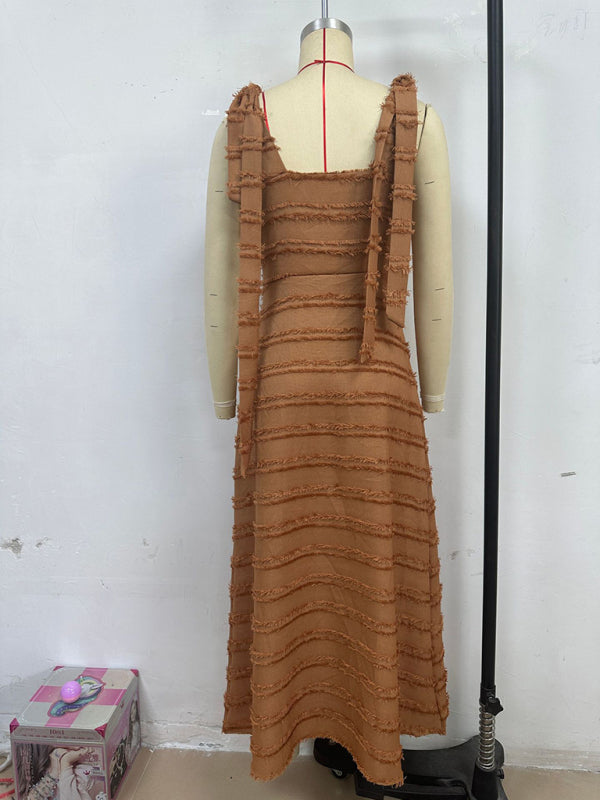 Elegant V-neck textured dress