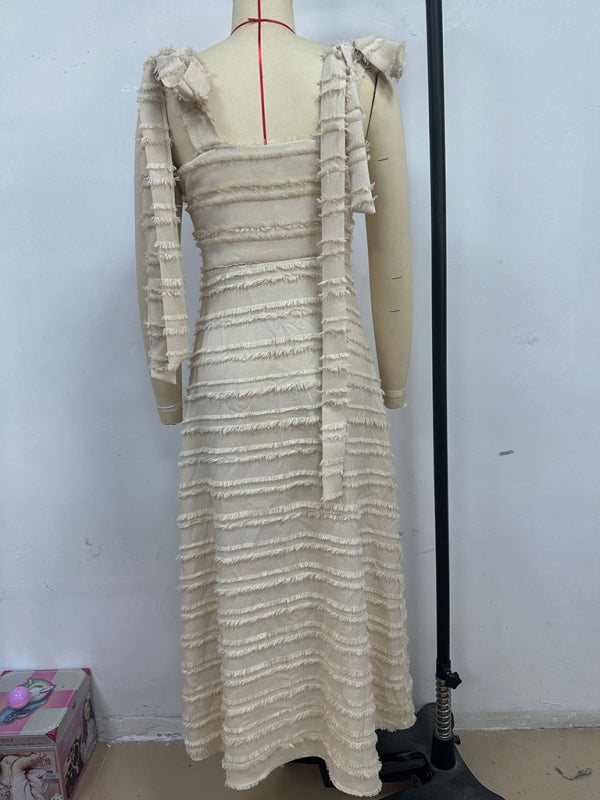 Elegant V-neck textured dress