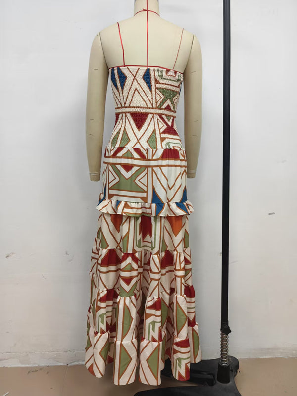 Retro Bohemian Printed Tube Dress