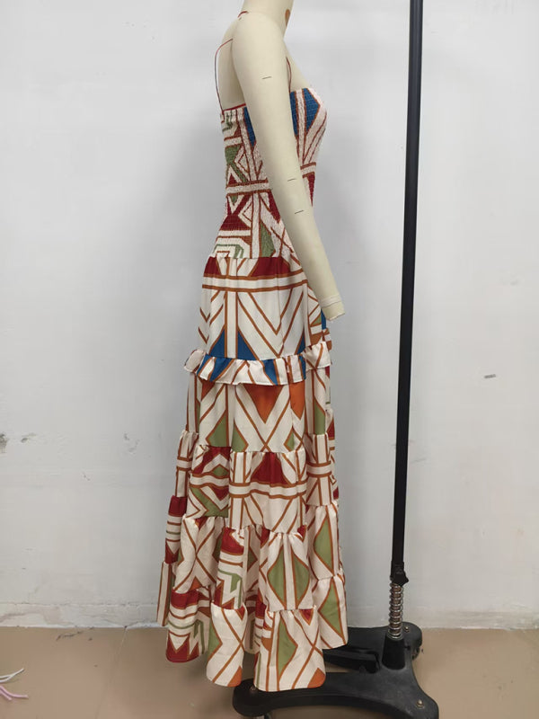 Retro Bohemian Printed Tube Dress