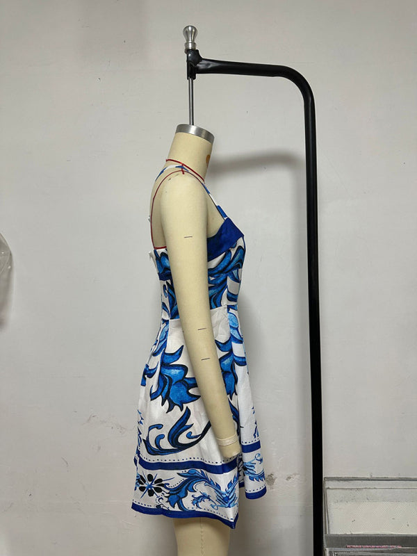 Women's printed suspender dress