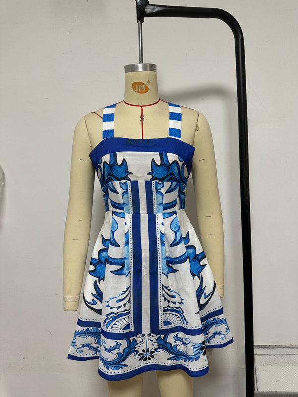 Women's printed suspender dress