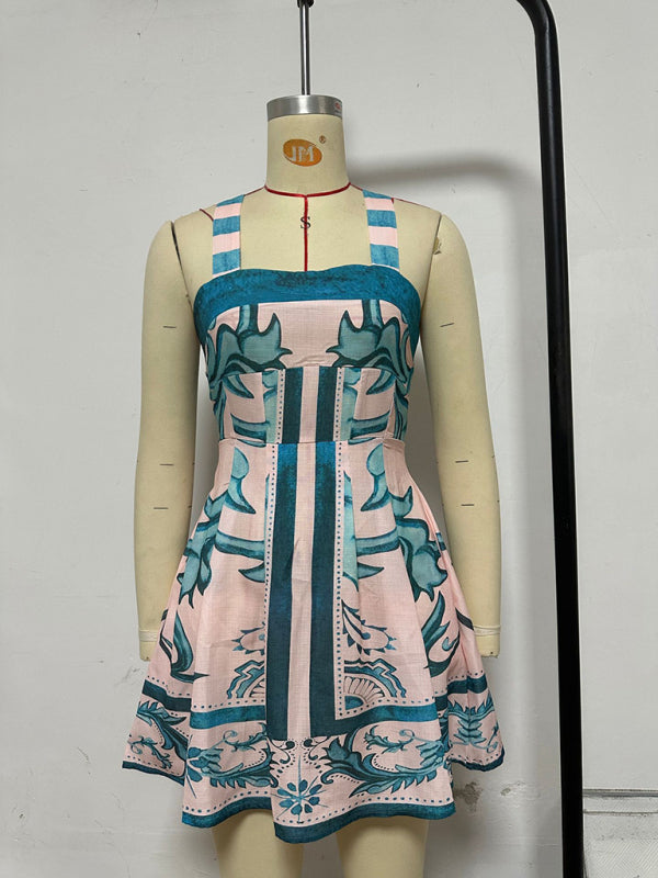 Women's printed suspender dress