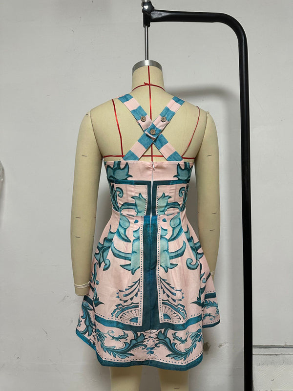 Women's printed suspender dress