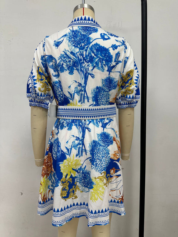 Casual Fashion Printed Lapel Dress