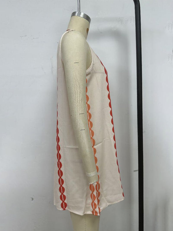 Round neck pullover printed casual dress