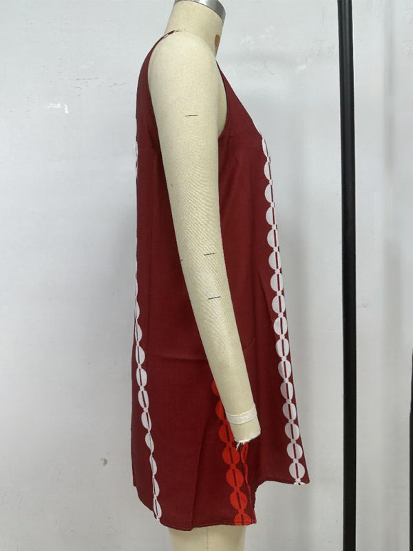 Round neck pullover printed casual dress