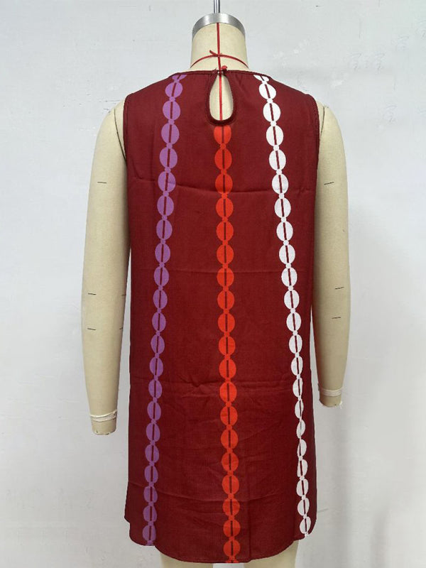 Round neck pullover printed casual dress