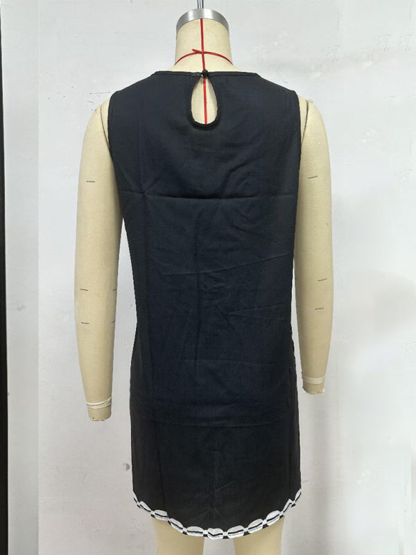 Round Neck Printed Casual Short Dress