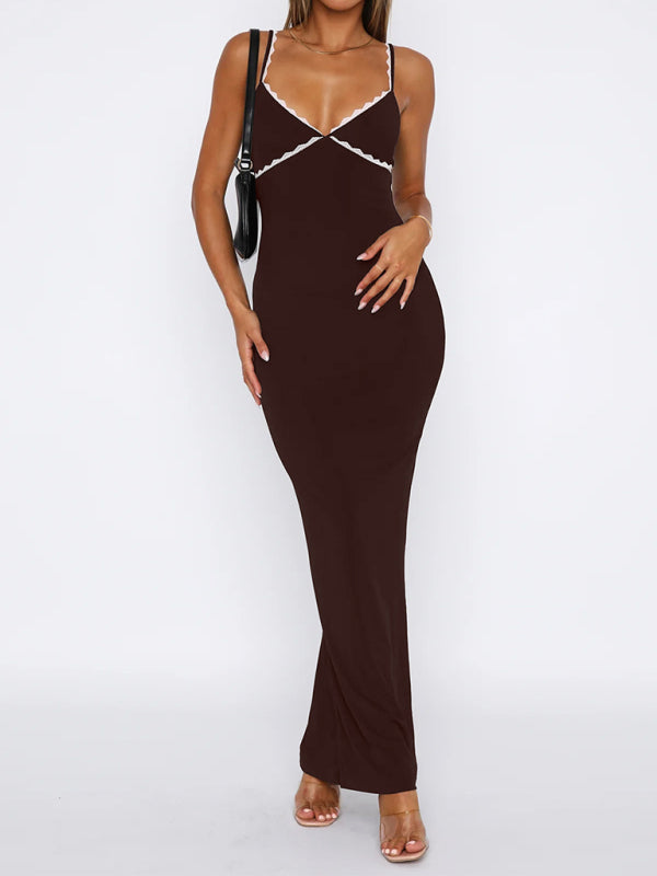 Y2K sexy suspender hip long dress