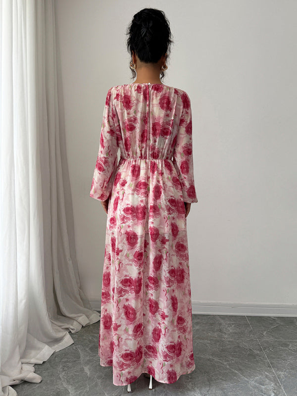 Floral print long sleeve dress