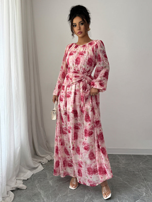 Floral print long sleeve dress