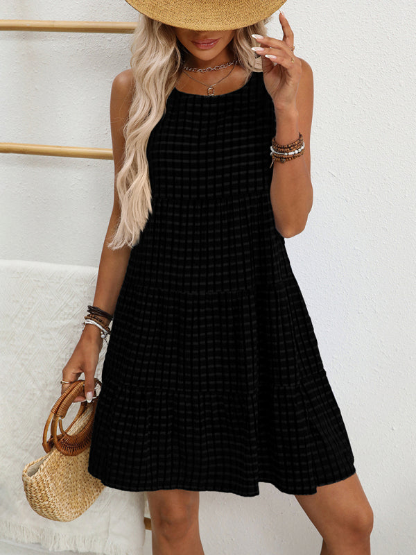Women's Loose Casual Sleeveless Plaid Dress