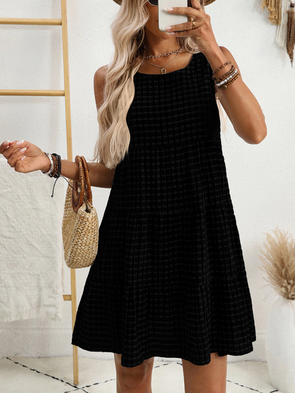 Women's Loose Casual Sleeveless Plaid Dress