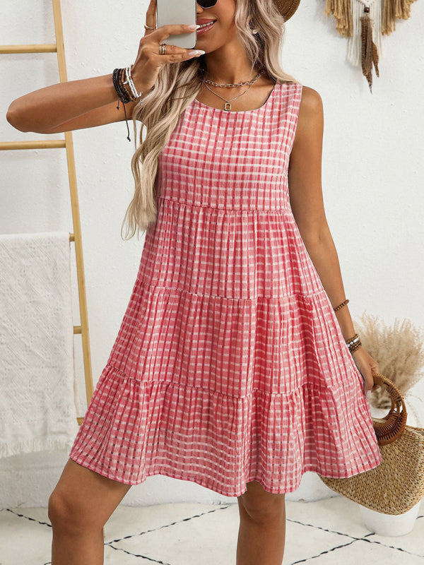 Women's Loose Casual Sleeveless Plaid Dress