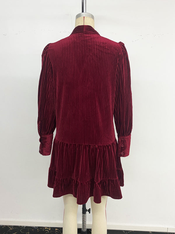 Velvet dress banquet evening elegant short skirt