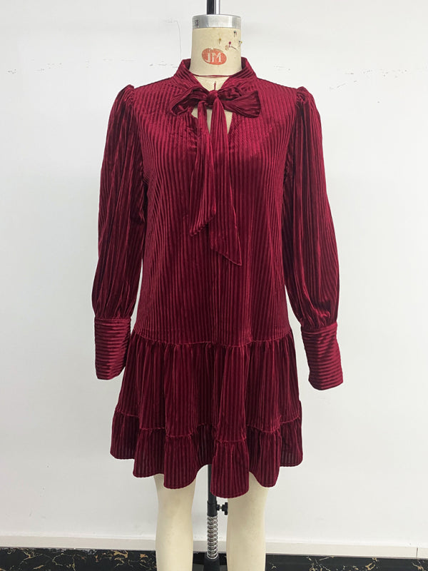 Velvet dress banquet evening elegant short skirt