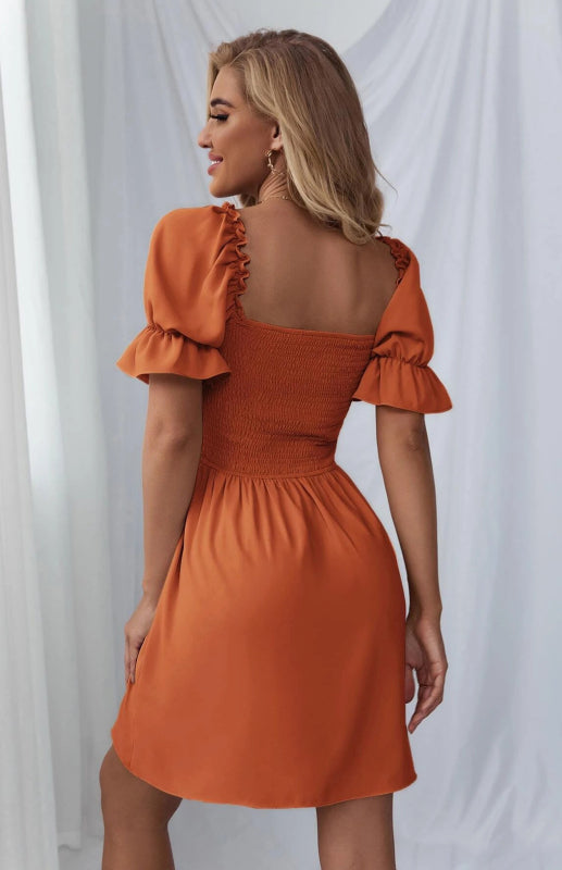 Women's Puff Sleeve Short Sleeve Solid Color Dress