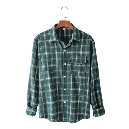 Plaid long-sleeved shirt European and American all-match casual cardigan jacket