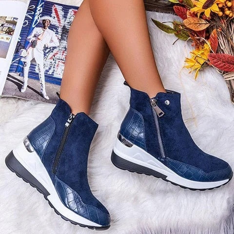Winter Boots Women 2022 Fashion Warm Snow Boots Wedge Platform Boots Women's Ankle Boots Size 43 Side Zipper Booties Botas Mujer