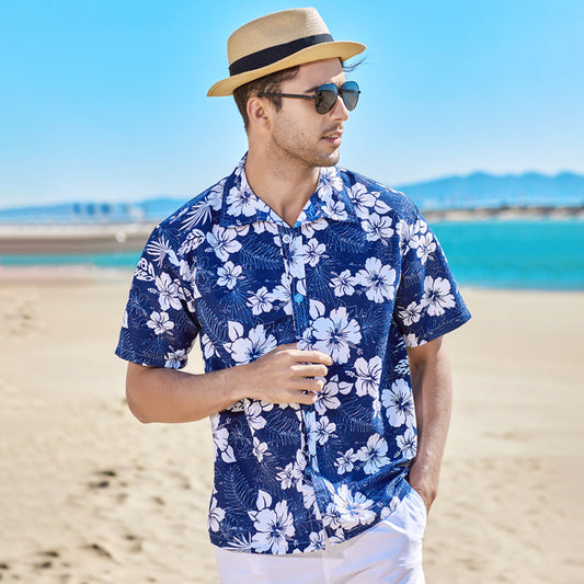 Summer new seaside casual Hawaiian short-sleeved shirt