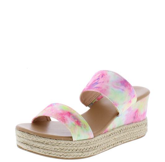 Zoe Tied Dyed Wedge Sandal