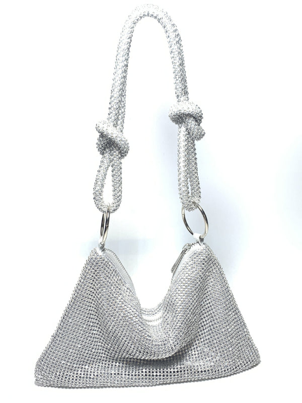 Knotted rhinestone pure handmade new diamond full diamond armpit bag