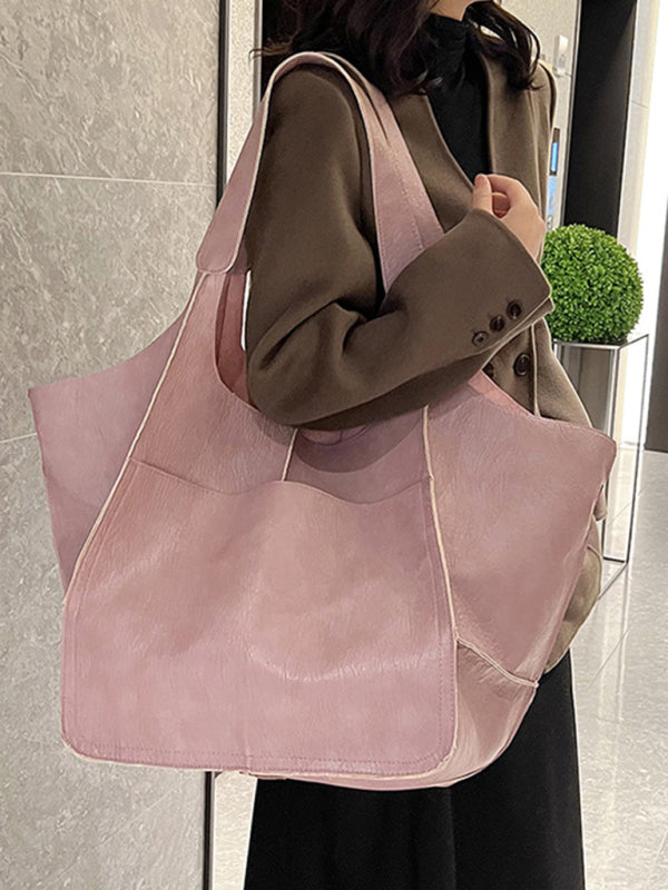 Simple Large Bag Soft Leather Large Capacity One Shoulder Portable Tote Bag