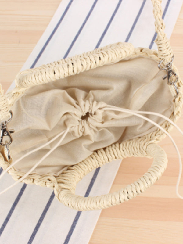 Half round straw woven bag beach hand woven bag holiday women's bag