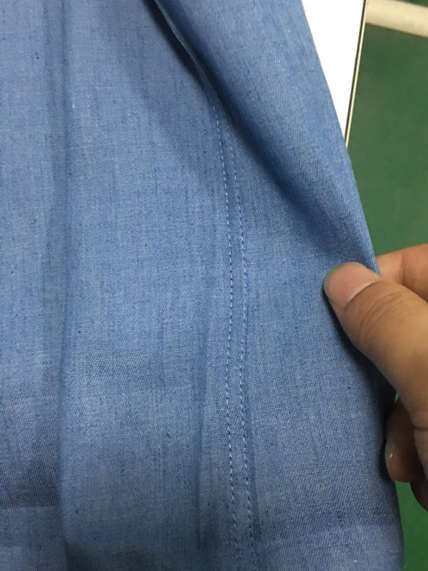 Men’s Solid Color Contrast Collar Long Sleeve Denim Shirt