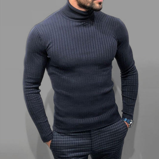 Men's Solid Color Turtleneck Long Sleeve Sweater