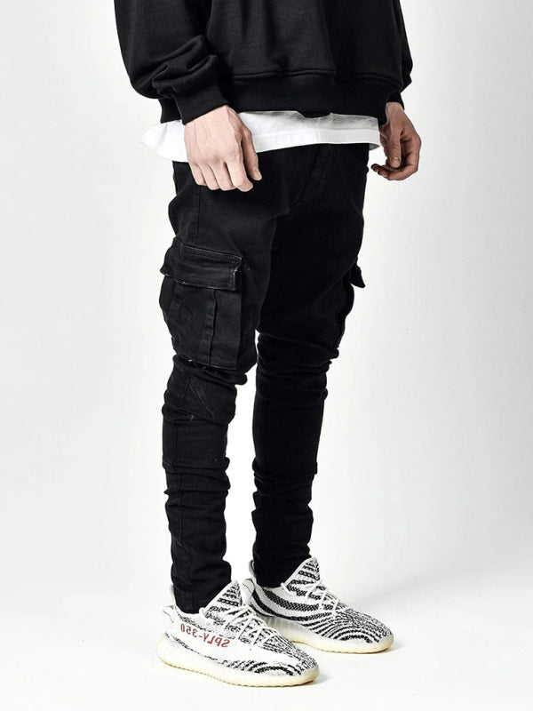 New style jeans men's side pocket skinny jeans