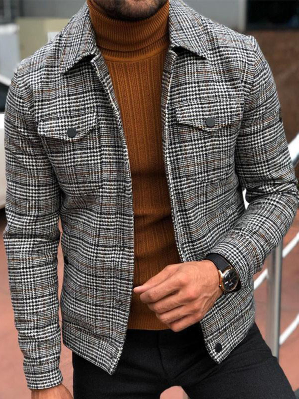 Slim Casual Fashion Autumn Plaid Men's Coat Tops