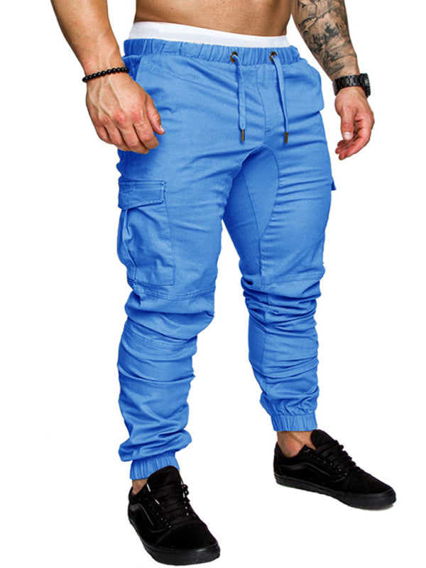 Men's Solid Color Casual Tether Elastic Sports Baggies Men's Trousers