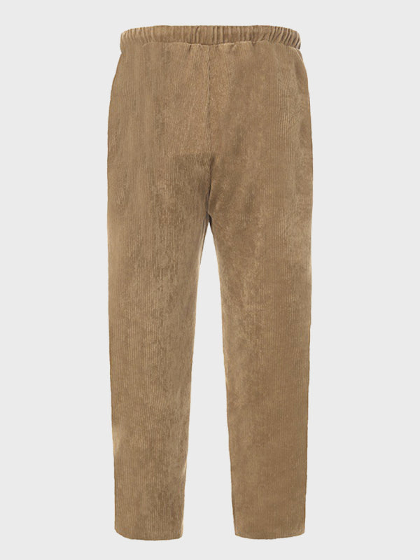 New Men's Corduroy Loose Casual Straight Cropped Pants