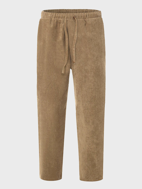 New Men's Corduroy Loose Casual Straight Cropped Pants