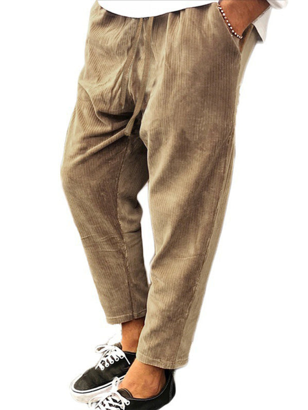 New Men's Corduroy Loose Casual Straight Cropped Pants