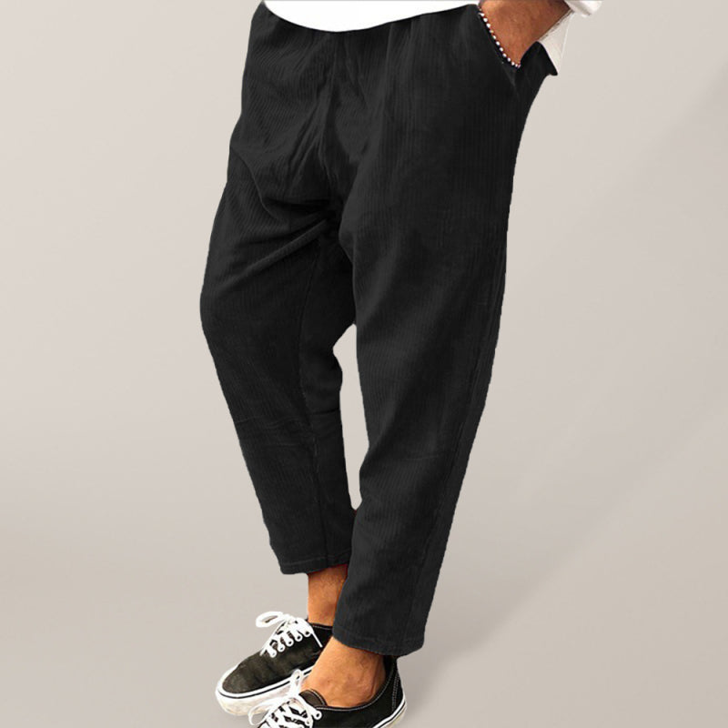 New Men's Corduroy Loose Casual Straight Cropped Pants