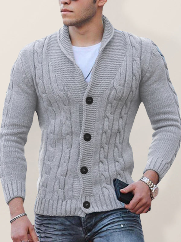 New Sweater Men's Knitted Cardigan Solid Color Slim Men's Jacket
