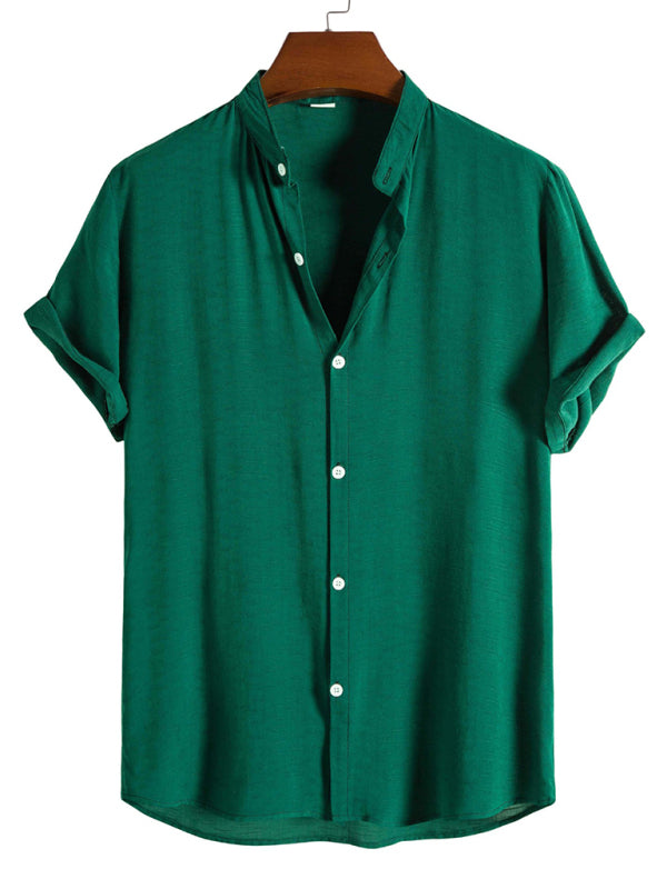 Men's Fashion Trendy Casual Short Sleeve Stand Collar Shirt
