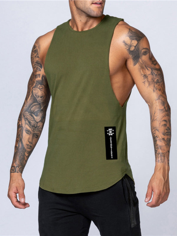 Men's Solid Color Round Neck Casual Breathable Slim Fit Sports Vest