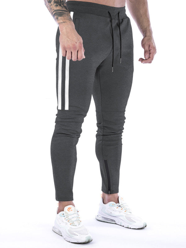 Men's Contrasting Stripe Zippered Training Sweatpants