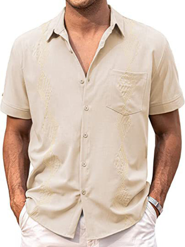 British Thin Shirt Short Sleeve Youth Popular Lapel Men's Shirt