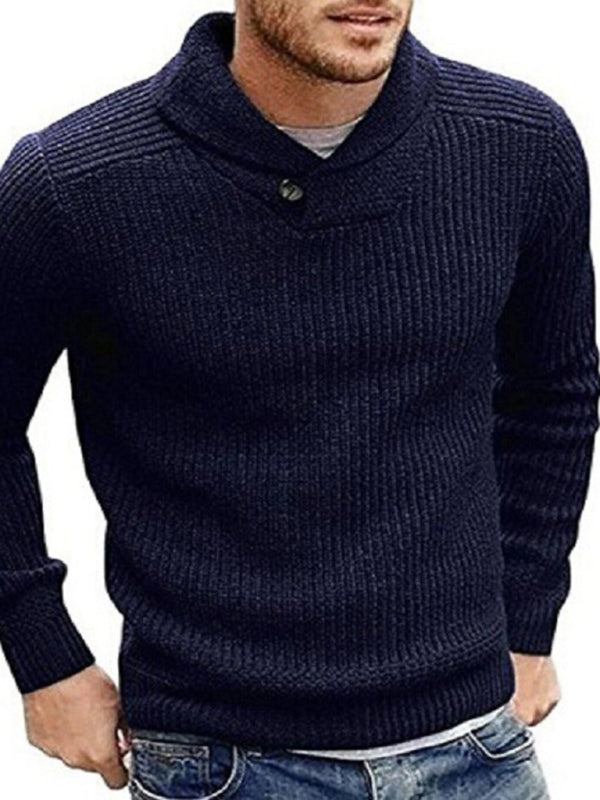 Men's Sweater Lapel Button Pullover Sweater