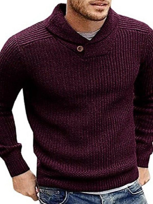 Men's Sweater Lapel Button Pullover Sweater