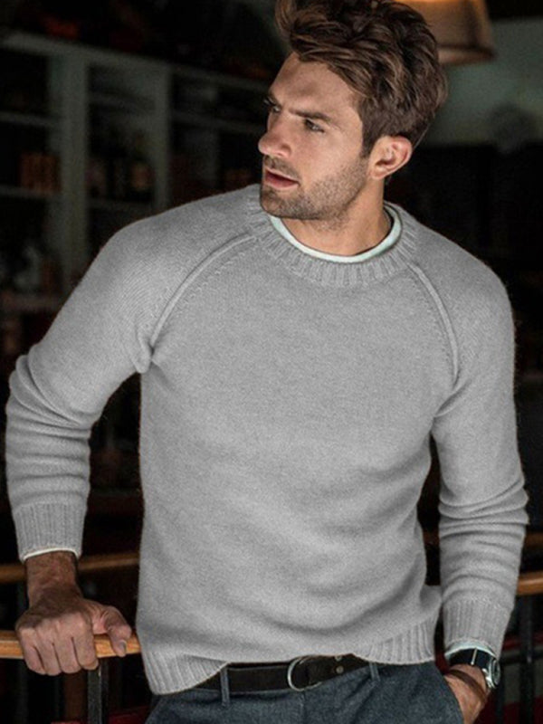 Men's round neck slim fit tops and sweaters