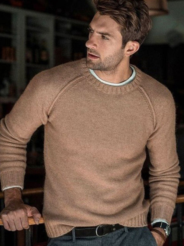 Men's round neck slim fit tops and sweaters