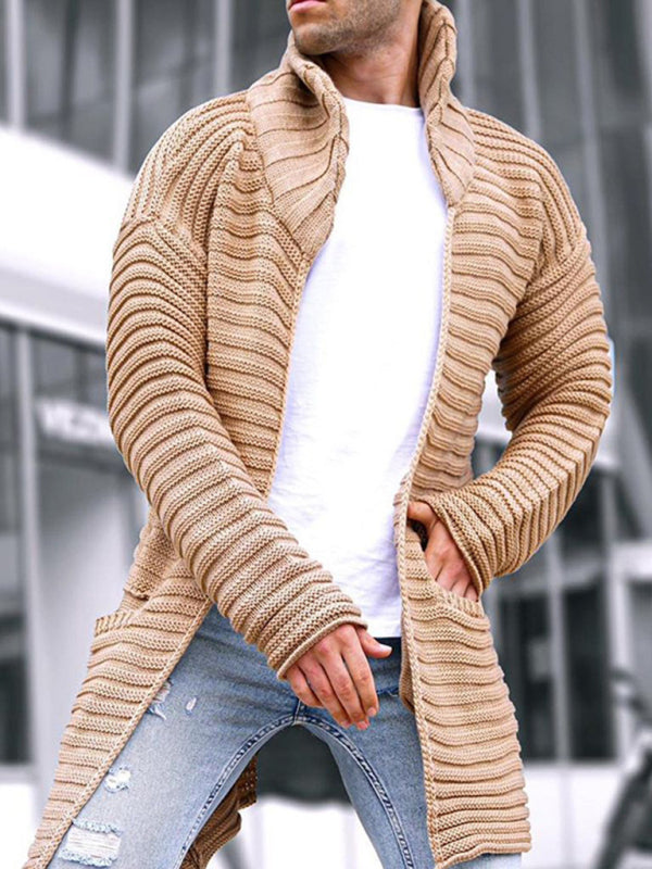 Men's turtleneck long sleeve knitted sweater cardigan