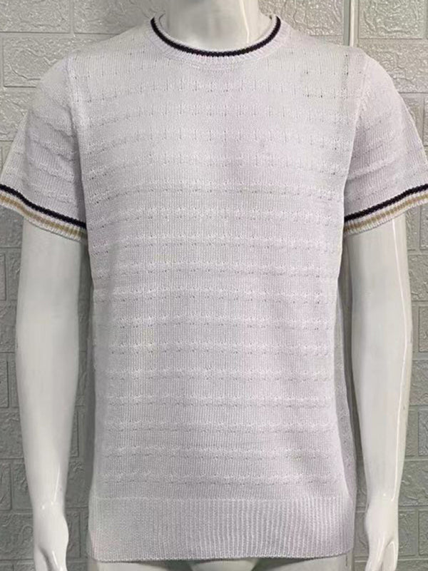 Men's round neck short sleeve slim fit knitted T-shirt